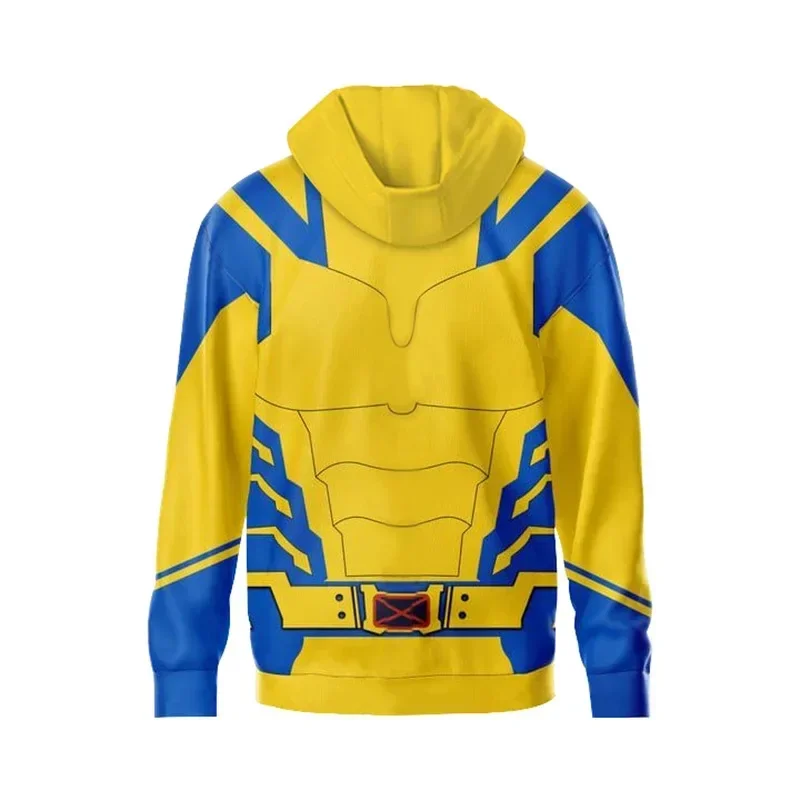 3D Print Halloween Carnival Pullover Deadpool Wolverine Hoodies for Adult Superhero Cosplay Costume Sweatshirt Zipper Jacket