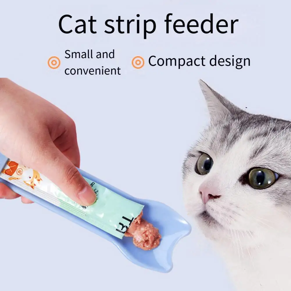 Cat Treat Spoons Easy Cleaning Thumb Press Treat Feeder with Hanging Hole Waste-free Hygienic Squeeze Spoon Pets Supplies