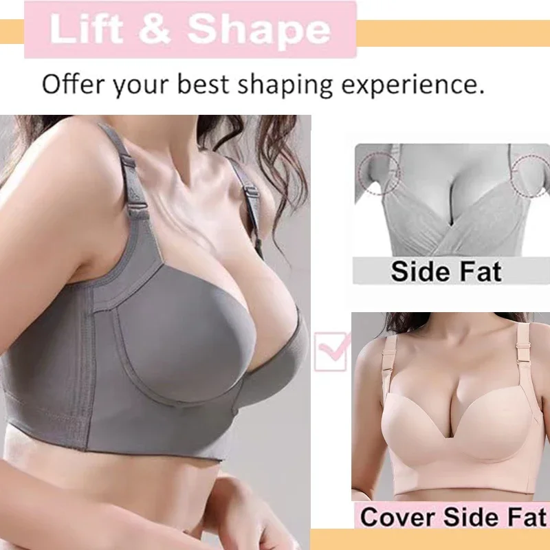 GUUDIA CDEFG Cup Plus Size Push Up Bras 6 Rows Buckles Back Fat Smooth Bra Shaper Bra T-Shirt Bra Hide Back Fat Full Coverage