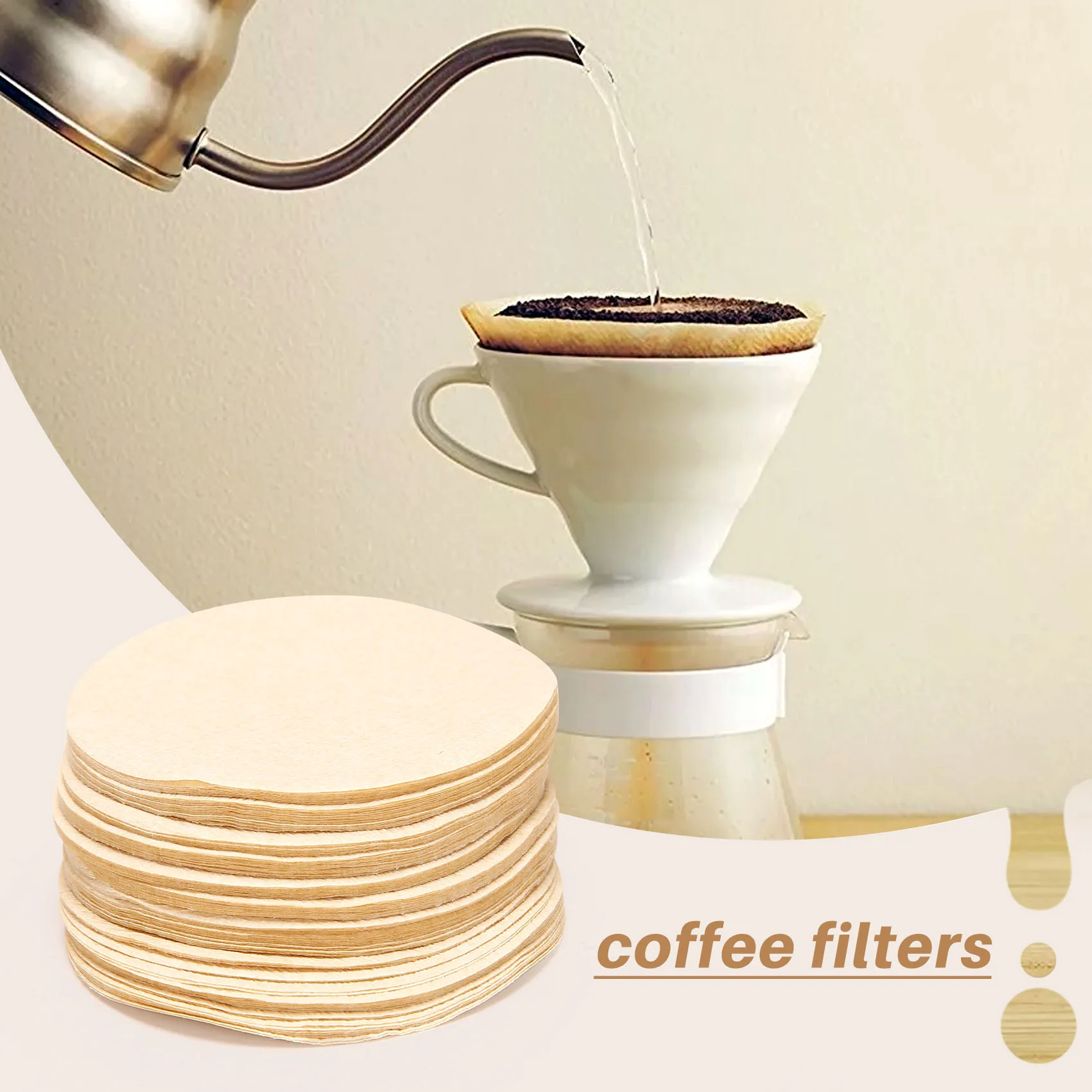 600 stuks vervangende papieren filters, ronde koffiezetapparaatfilters wegwerp voor koffie- en espressomachines