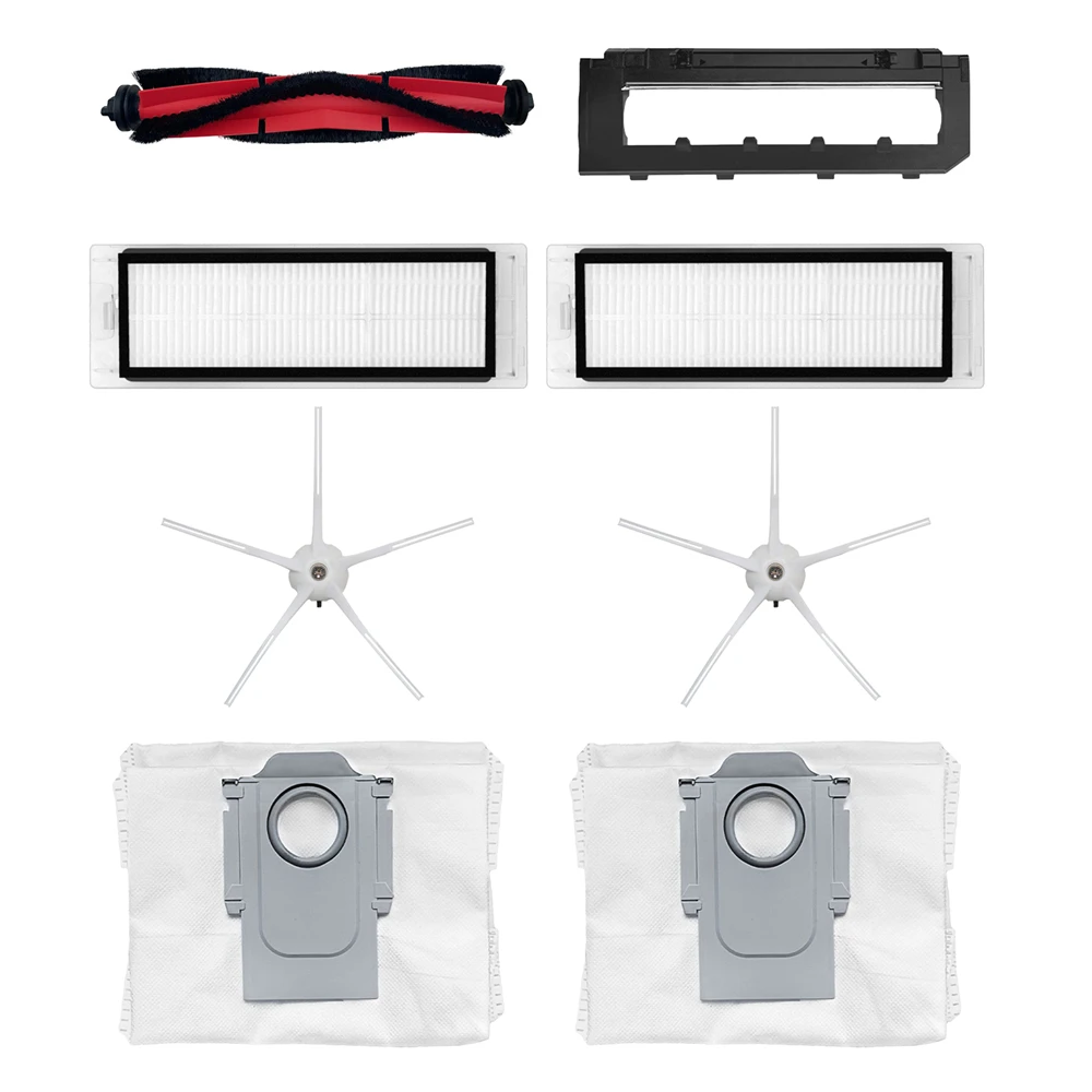 Main Brush*1/ Side Brush*2/ Hepa Filter*2/ Dust-Bag*2/ Roller Cover*1 for ROBOROCK Q5 Sweeper Replacement Cleaning Kits