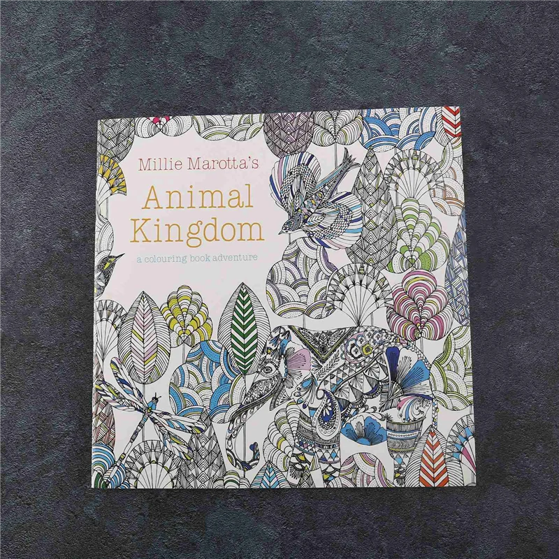 

J1UL1N 3X Children Adult Animal Kingdom Treasure Hunt Coloring Painting Book