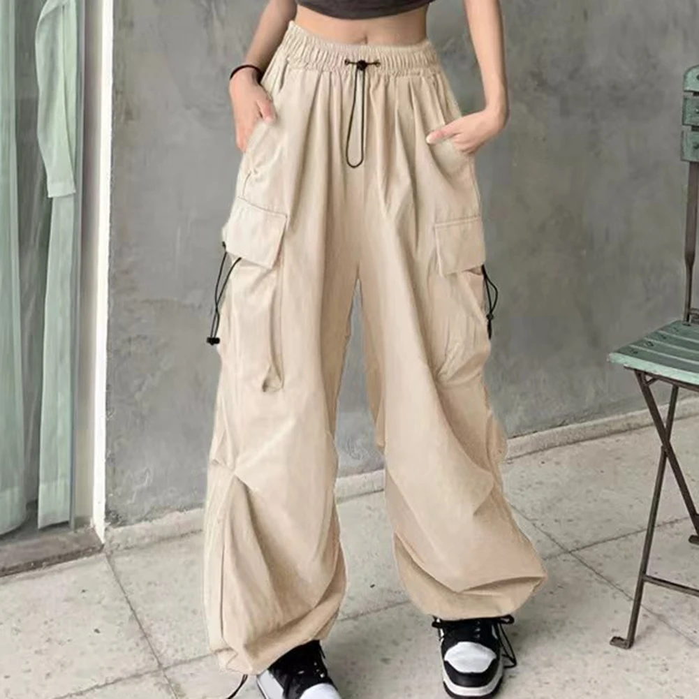 Pantalones de chándal de pierna ancha para mujer, ropa de calle para salir, Harajuku, Hip Hop, Joggers, Color sólido, moda cómoda