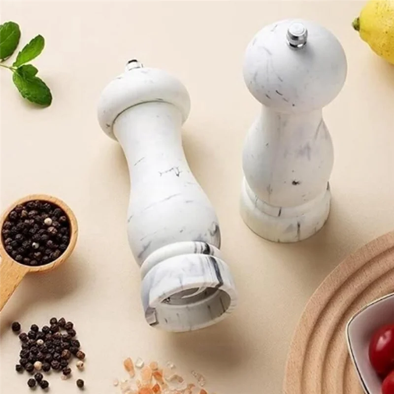 SYW-Salt & Pepper Grinder Set, Imitation Marble Refillable Mills, Easy-To-Use Manual Spice Grinders For Peppercorns