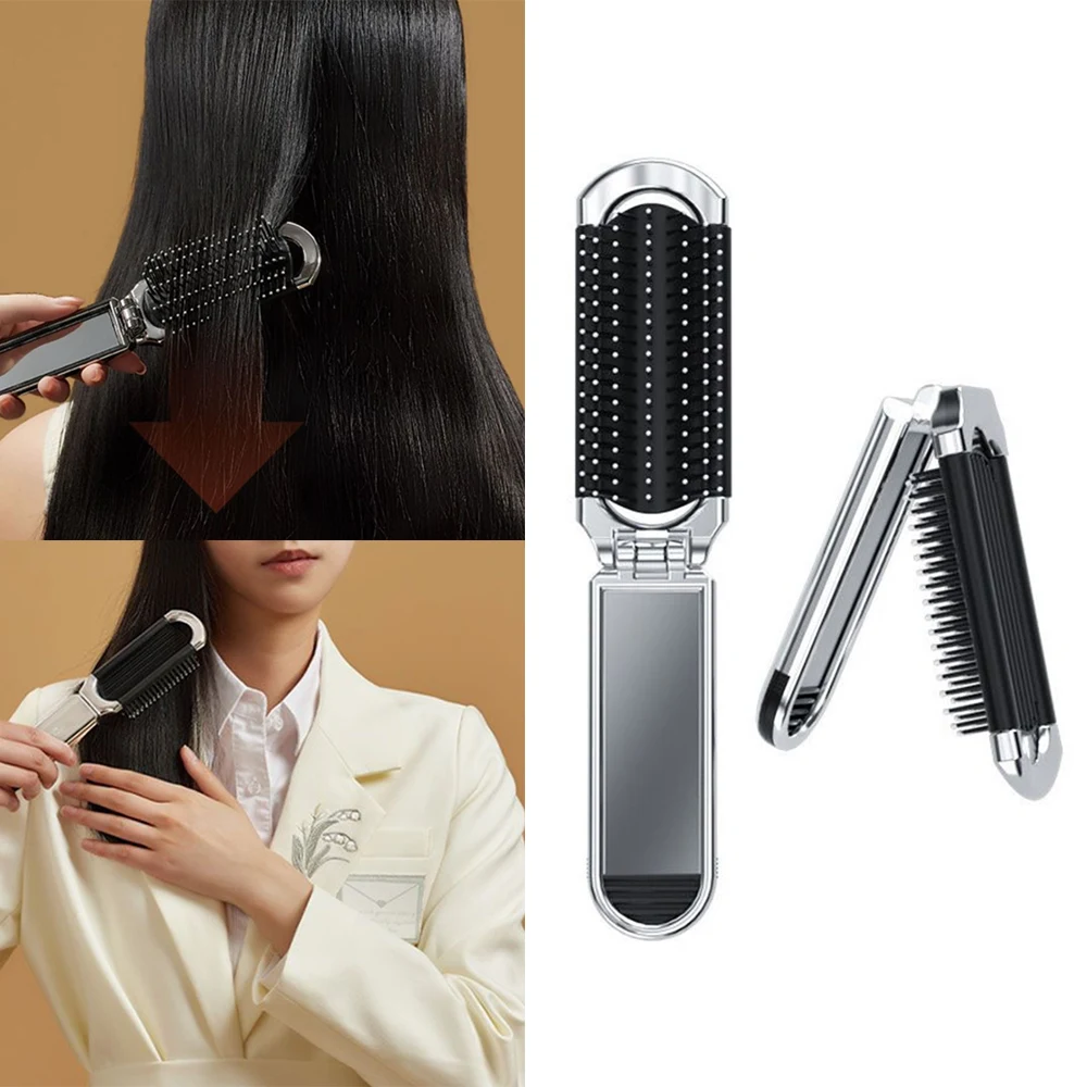 Mini Hair Brush Folding Massage Comb Head Massage Anti-Static Hair Combs With Mirror Portable Air Cushion Scalp Massage Comb Hot