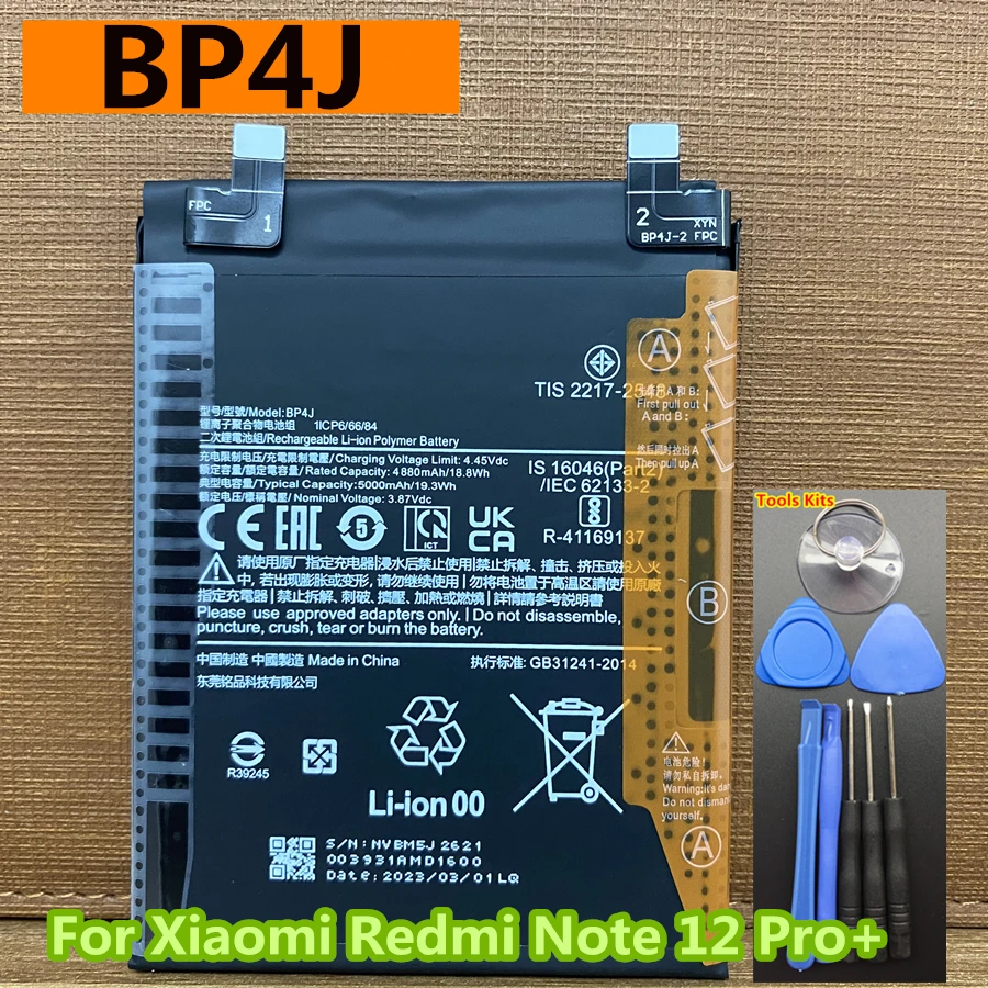 BP4J 5000mAh Original High Quality Phone Battery For Xiaomi Redmi Note 12 Pro+ note12pro plus Batteries Bateria