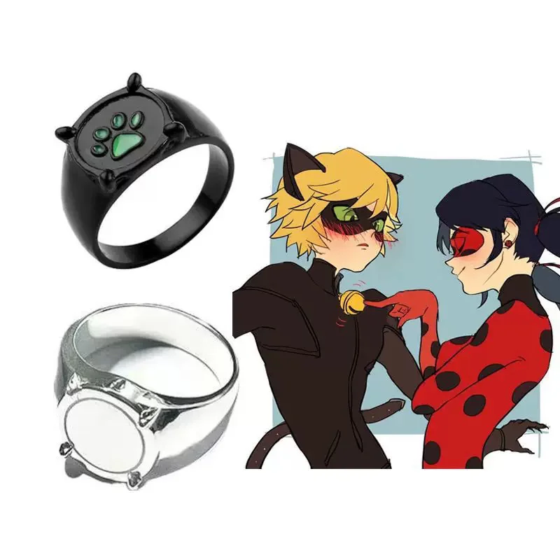 Anillo transformador de gato Nora, joyería, accesorio de Cosplay de dibujos animados, tema Reddy Adrienagreste, accesorio de moda para niñas