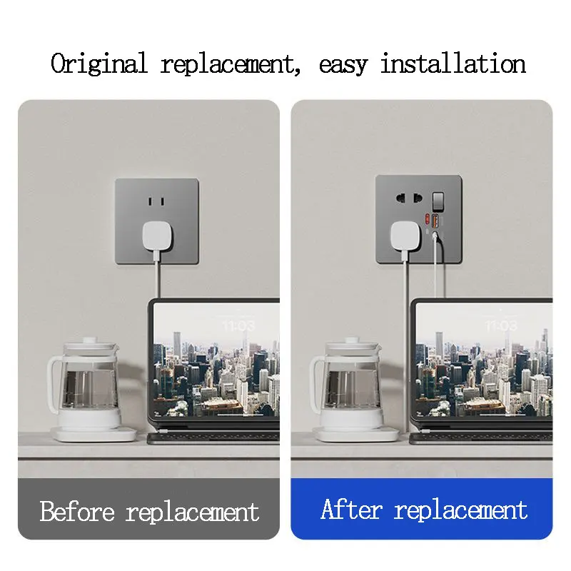 86 Type Wall Multifunctional 1Gang Five-Hole Socket With Switch Control Type-c Port Fast Charging 20W Usb Charging Socket Panel