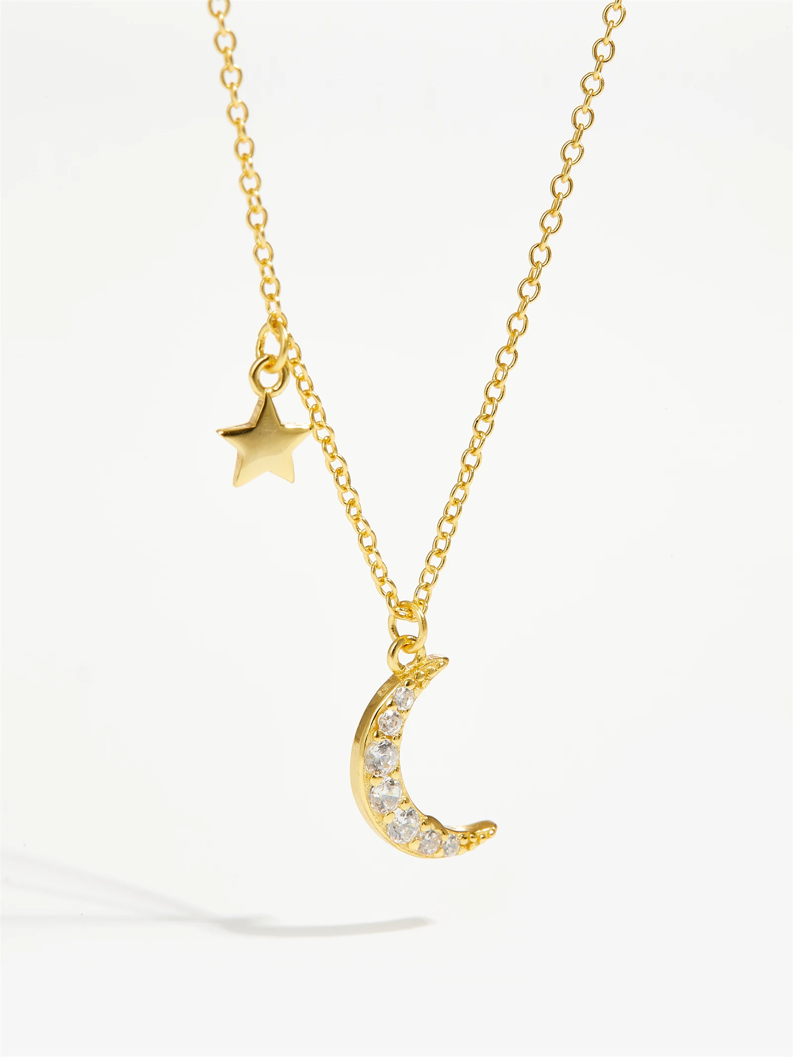 ANDYWEN 925 Sterling Silver Necklace with Zircon CZ Moon Star Pendant  Long Chain Women Elegant Wedding Jewelry Crystal Luxury