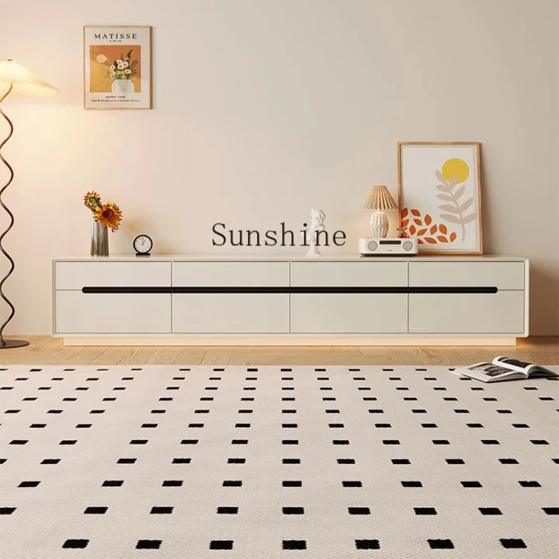 

Small apartment, simple cream style, integrated storage locker against the wall