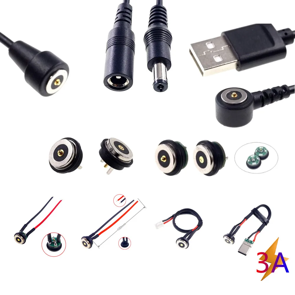 1 Set Round 8.5MM Diameter Magnetic Pogo Pin Connector Male Female 1 Pole Waterproof IPX7 Pogopin Board to Wire Power Charge 3A