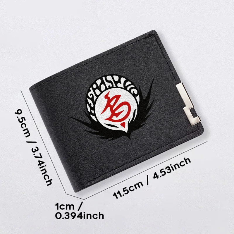 Elegante billetera de PU negra con diseño de emblema CIRCULAR, estilo de negocios minimalista, ligero y duradero para uso diario