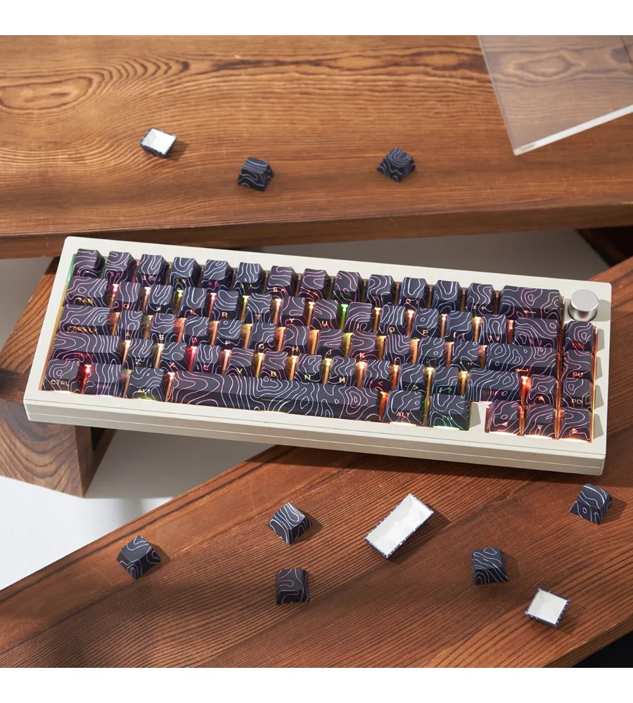 

Sublimation 130 keys Original Wooting and other mechanical keyboard contour black/white side light-transmitting keycap PBT