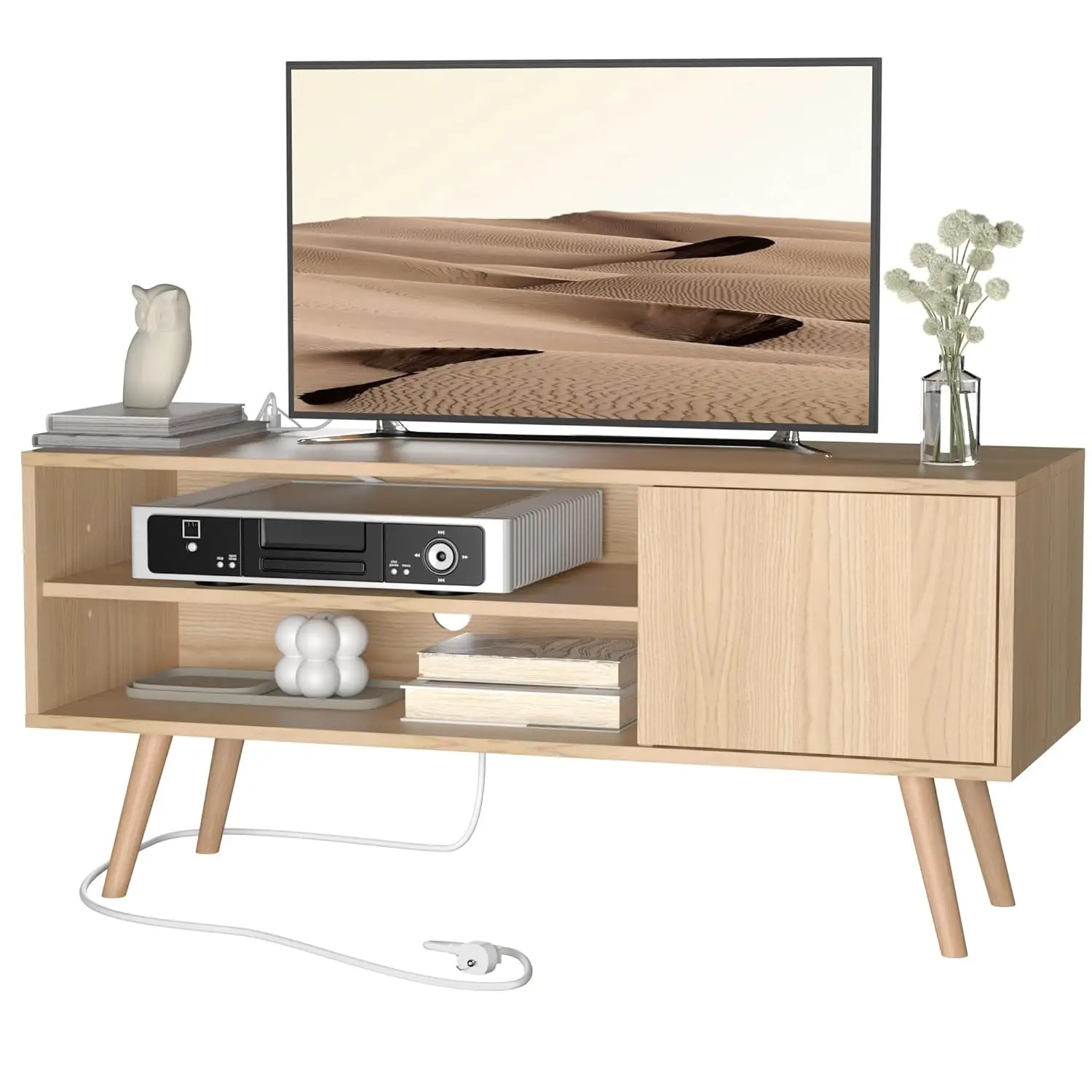 

TV Stand for 48 Inch TV, Mid Century Modern Entertainment Center with Storage Cabinet, TV Media Console with, Customized