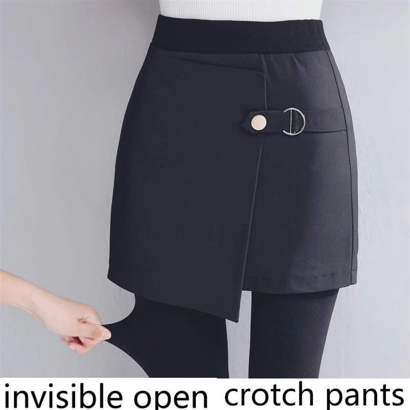 

Invisible Crotch Pants with Skirt Autumn and Winter Velvet Thickened Fake Two Leggings Women, A Must for Dating Women Pants