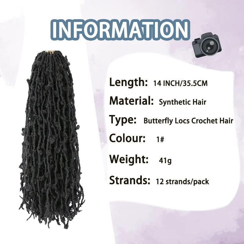 1 Pak Locs Kupu-kupu Rajutan Sintetis Boho Locs Kupu-kupu Tertekan Rambut Rajut Dewi Kepang Kupu-kupu Palsu dengan Ujung Keriting