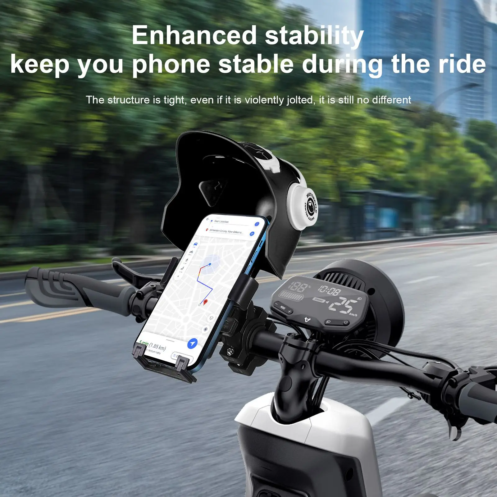 Black Waterproof Sunshade Cap Phone Mount Bike Phone Holder Motorcycle Phone Mount Handlebar Phone Clamp Riding Phone Support
