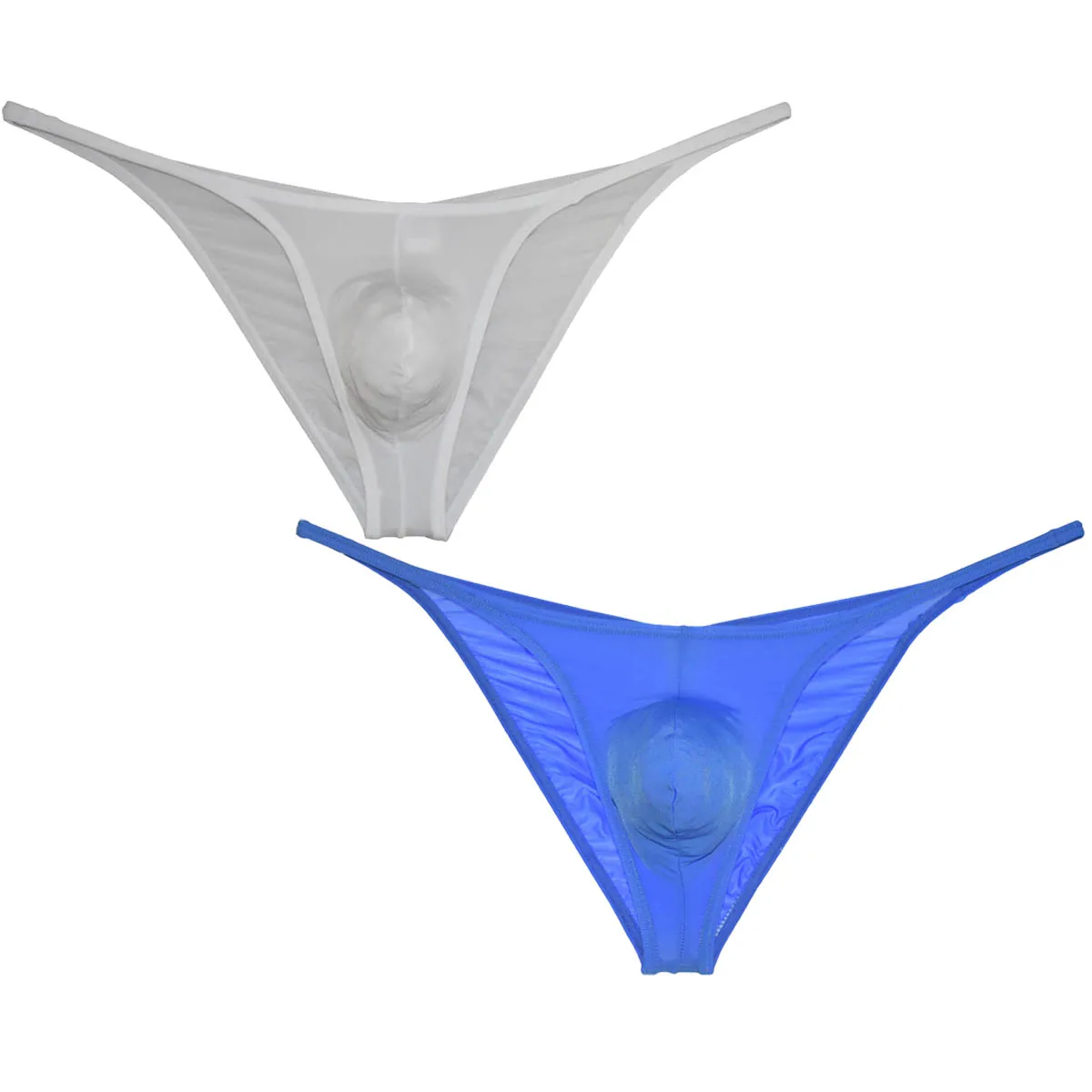 

2PCS JAXFSTK Men's Brief Underwear Open Sides Transparent Sexy Male Bikini Swimwear Breathable Bathing Beach Trunks Pouch Silky