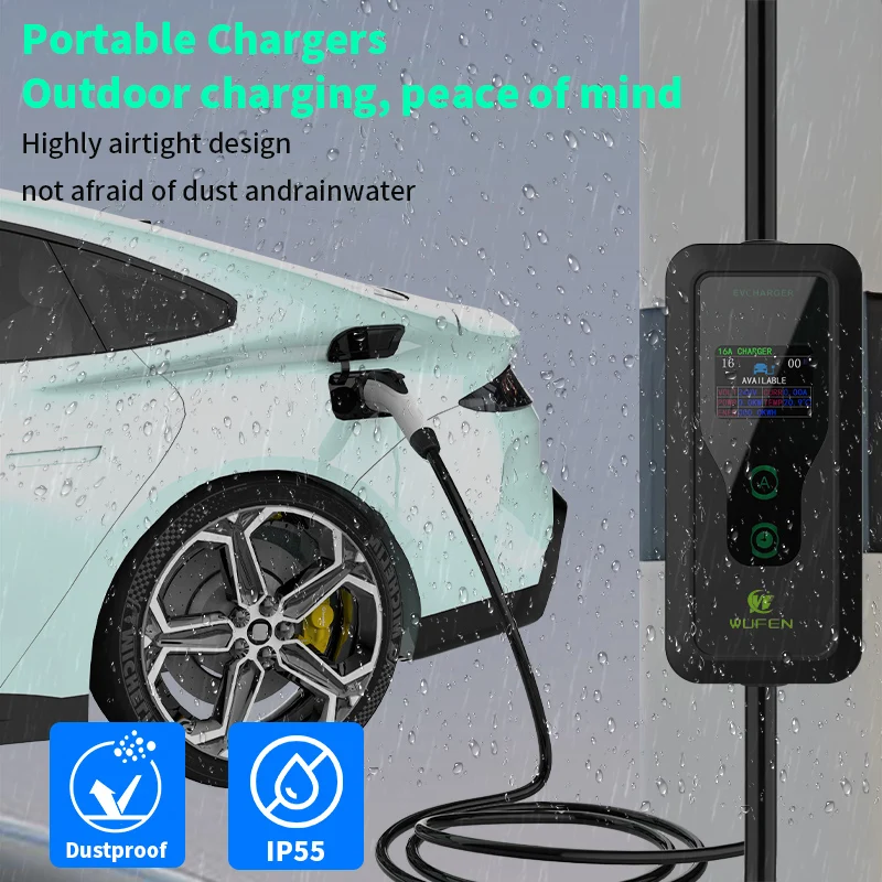 WUFEN J1772 แบบพกพาไฟฟ้า Charger 3.5kw 16A 1 เฟสชาร์จปืน EV Charger Type1 EU Plug สําหรับ US ยี่ห้อรถยนต์ในยุโรป
