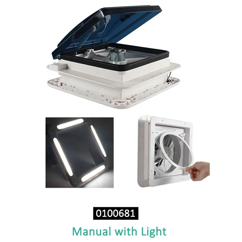 STLF TYTXRV CE معتمد 11 ''12 فولت 280 مللي متر RV فتحة سقف مع ضوء LED وشبكة قابلة للفصل مروحة تهوية قافلة التحكم اليدوي #3