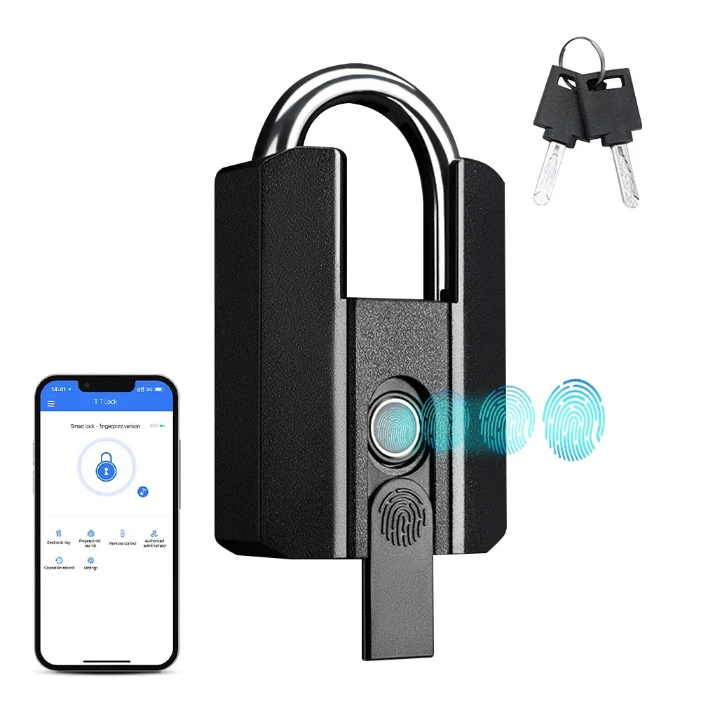 

Замок отпечатков пальцев с резервным ключом, USB-перезаряжаемый ключ, приложение BT TTLock, разблокировка отпечатков пальцев, водонепроницаемый замок без ключа с отпечатками пальцев