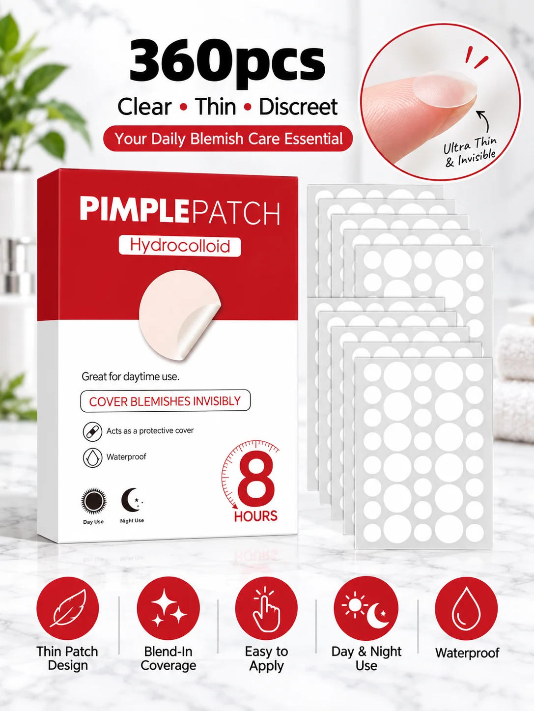 Hydrocolloid Blemish Patches Invisible Acne Spot Cover Pimple Patch for Face Skin Care Mixed Sizes