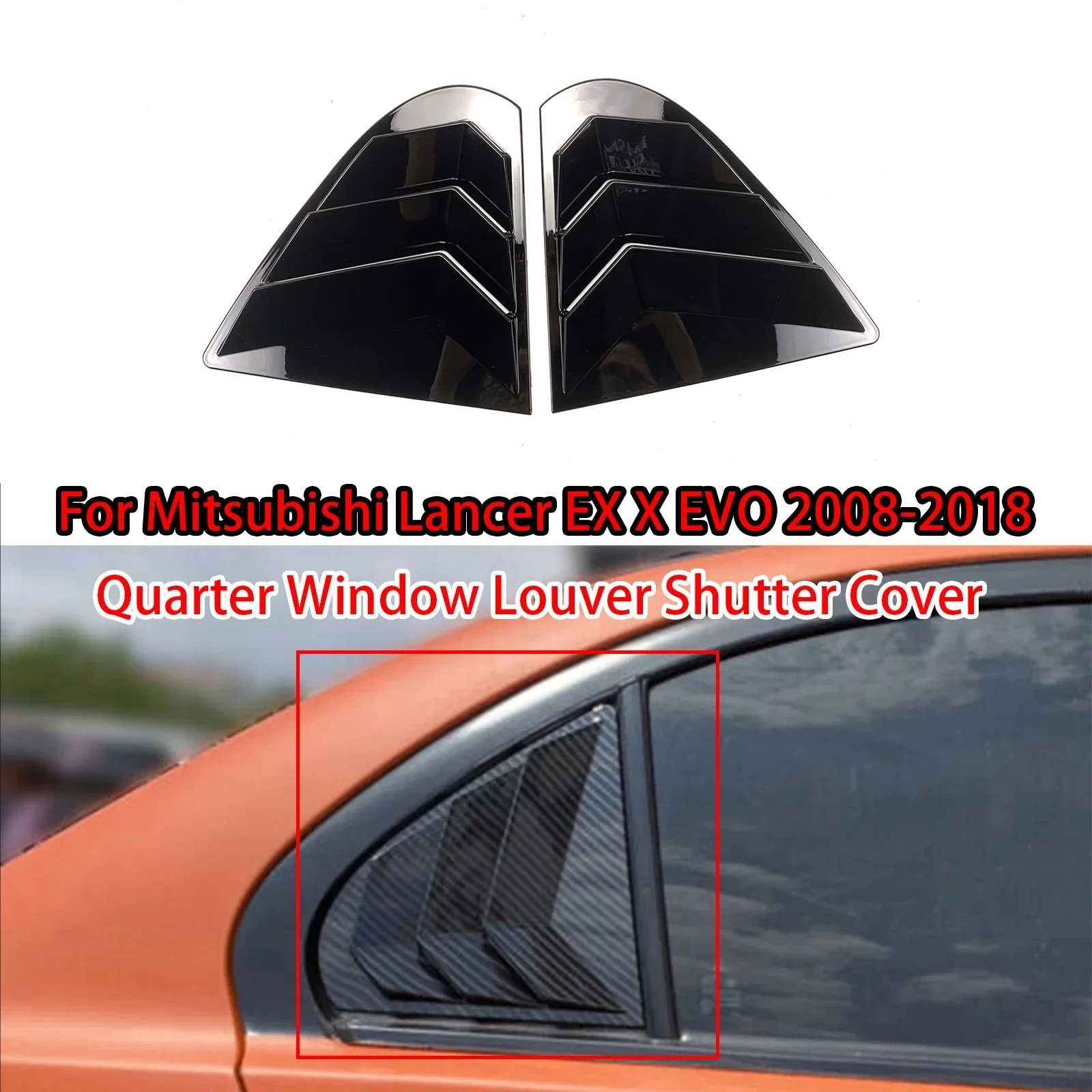 Cubierta de rejilla de ventilación lateral para ventana trasera, embellecedor para Mitsubishi Lancer EX X EVO 2008-2018, accesorios para coche,