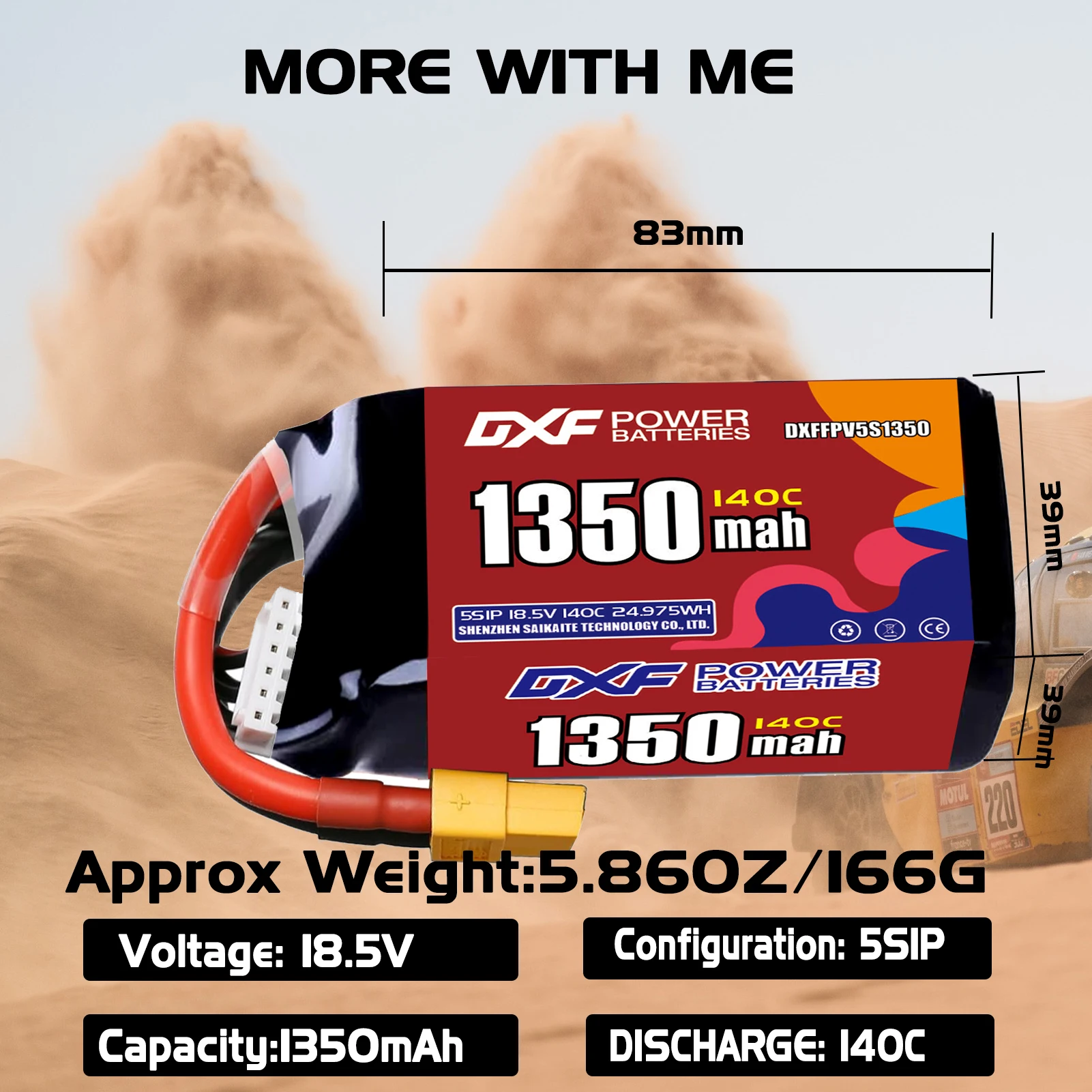 بطارية DXF Lipo 5S 18.5 فولت 1850 مللي أمبير في الساعة 1550 مللي أمبير 1350 مللي أمبير 1100 مللي أمبير 140C مع قابس XT30 XT60 JST لطائرة هليكوبتر FPV كوادكوبتر بدون طيار