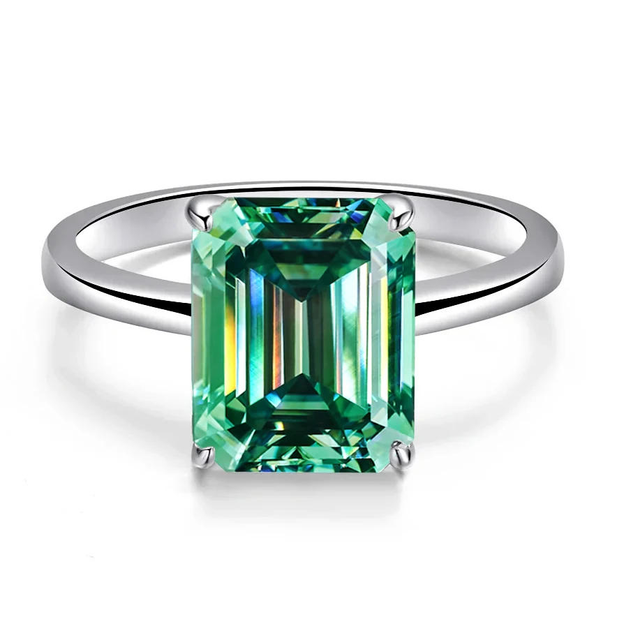 

FIRERING 4-каратное прямоугольное кольцо с муассанитом 8x11 мм с сертификатом, пройденное тестовое кольцо с бриллиантом, женское вечное ювелирное изделие, подарок, серебро S925