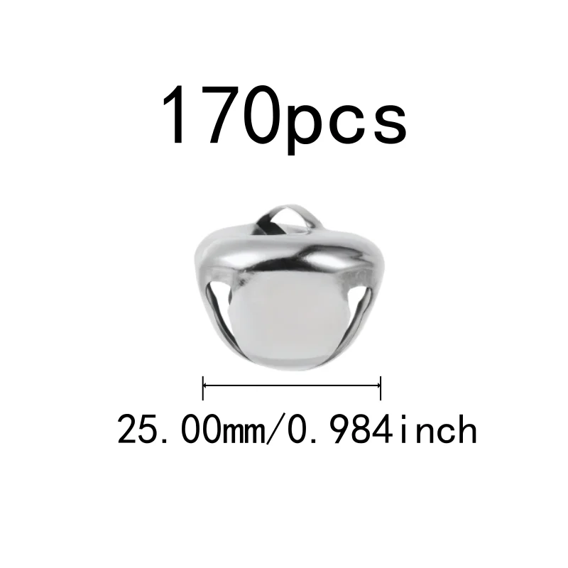 170 pcs 25mm Jingle Bell Charms with Cross Shape Design, ideal for Home Hanging Ornament and DIY Craft Accessories, Silver