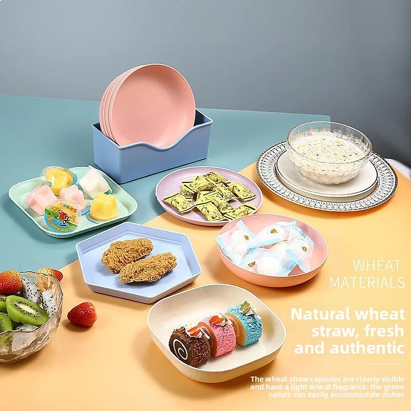 Wheat Straw Bone Dish with Base Table Garbage Plate Household Dining