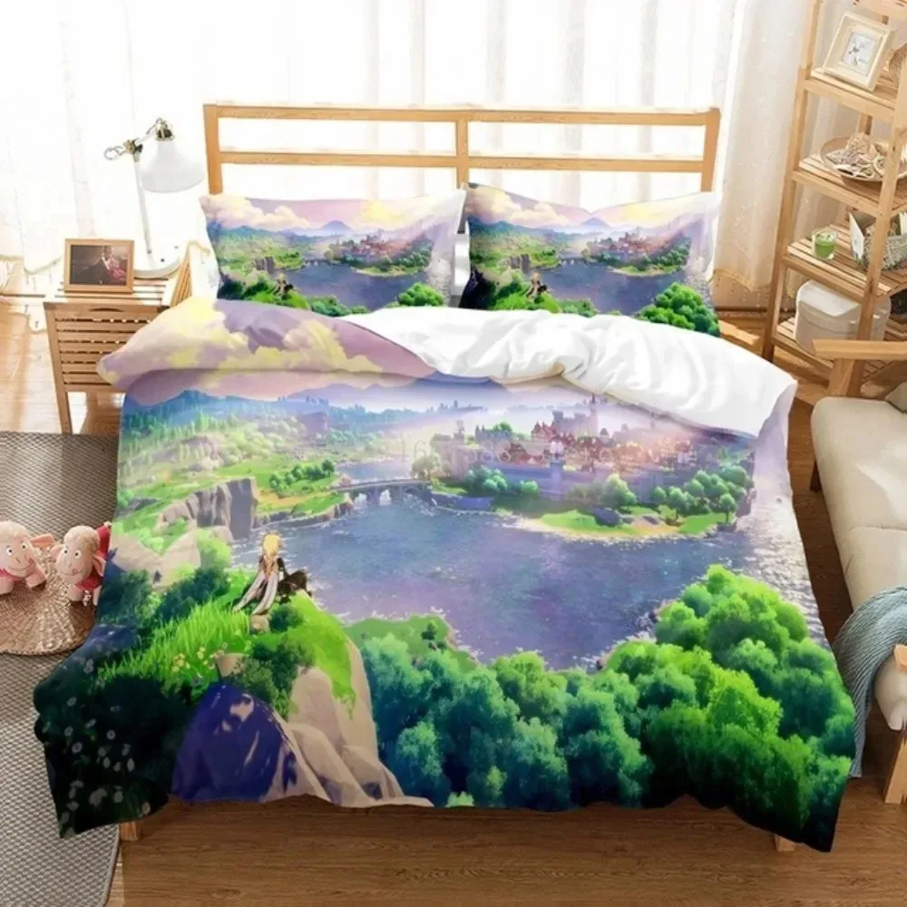

3D Game Genshin Impact Kamisato Ayaka Bedding Set Bedroom Soft Modern Bedspreads Comefortable Duvet Cover Quilt Cover Pillowcase