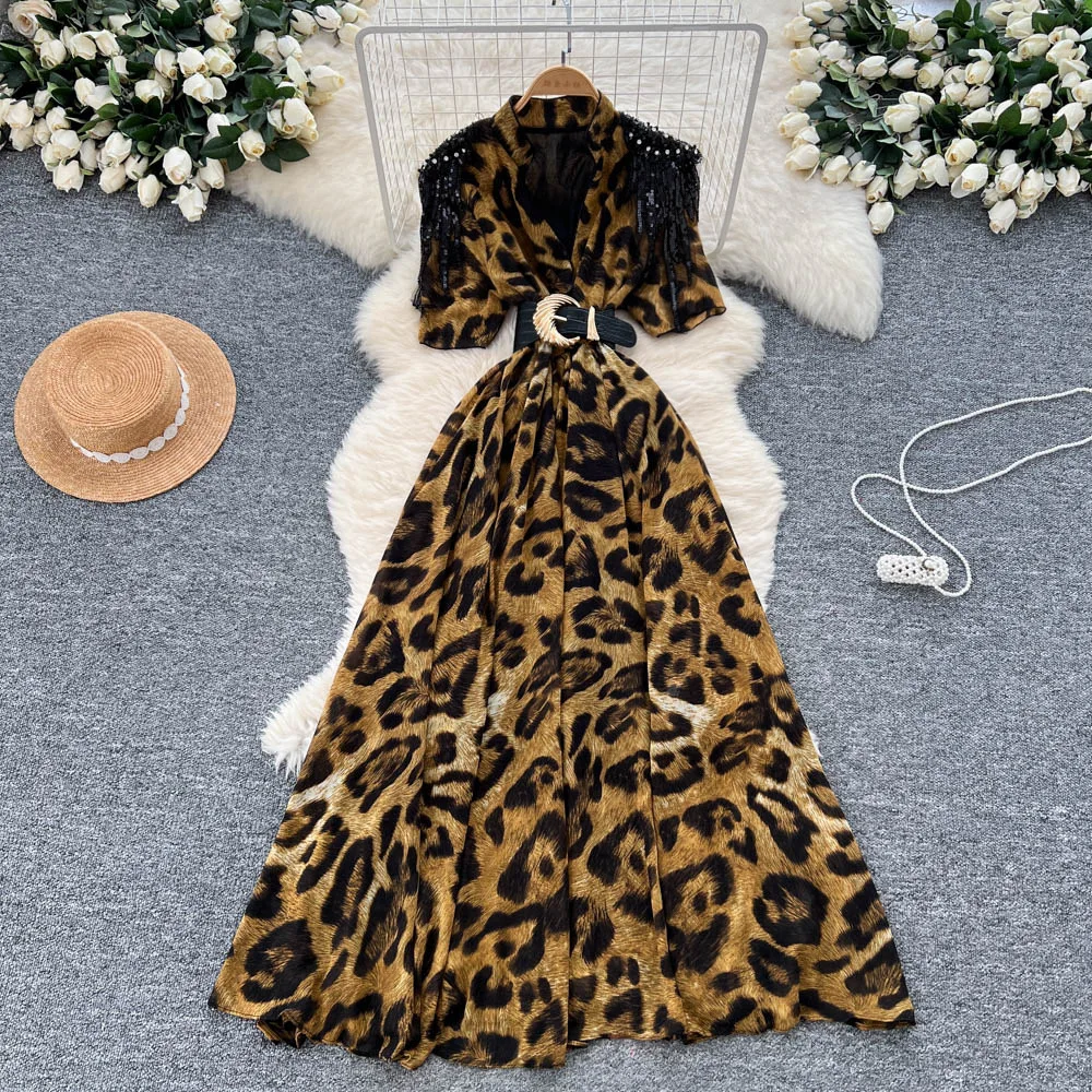 

Women Dress Long Dresses A Line Print Vestidos Streetwear V Neck Short Sleeve Elegant Splice Y2k Tight Waist Party Night Work