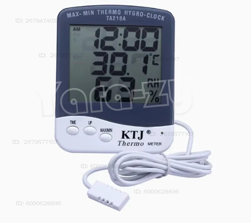 5 pcs TA218B Household Industrial Thermometer with Clock Indoor Electronic Temperature Humidity Meter Temperature Humidity Gauge