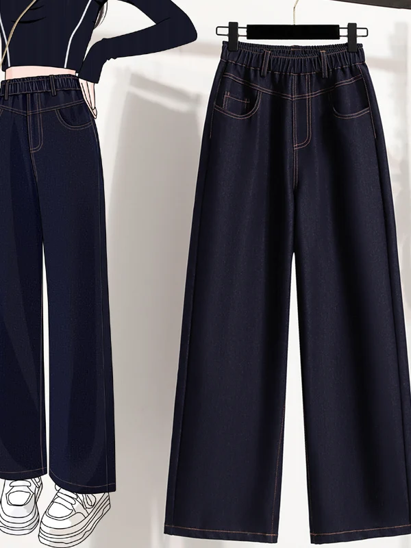 

Slim Straight Blue Jeans Women's Spring New plus Size Fashionable High Waist Straight Leggings Casual Comfortable Trousers
