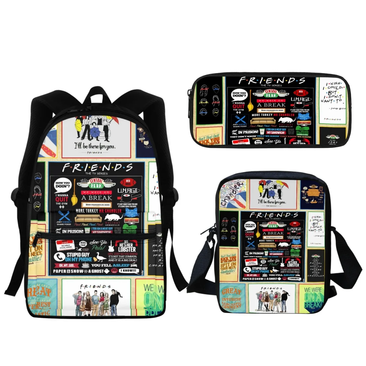 

Friend TV Show Design Fashion Student Backpack Large Capacity Zipper School Bags Boys Girls Lunch Satchel Bags Learning Tools