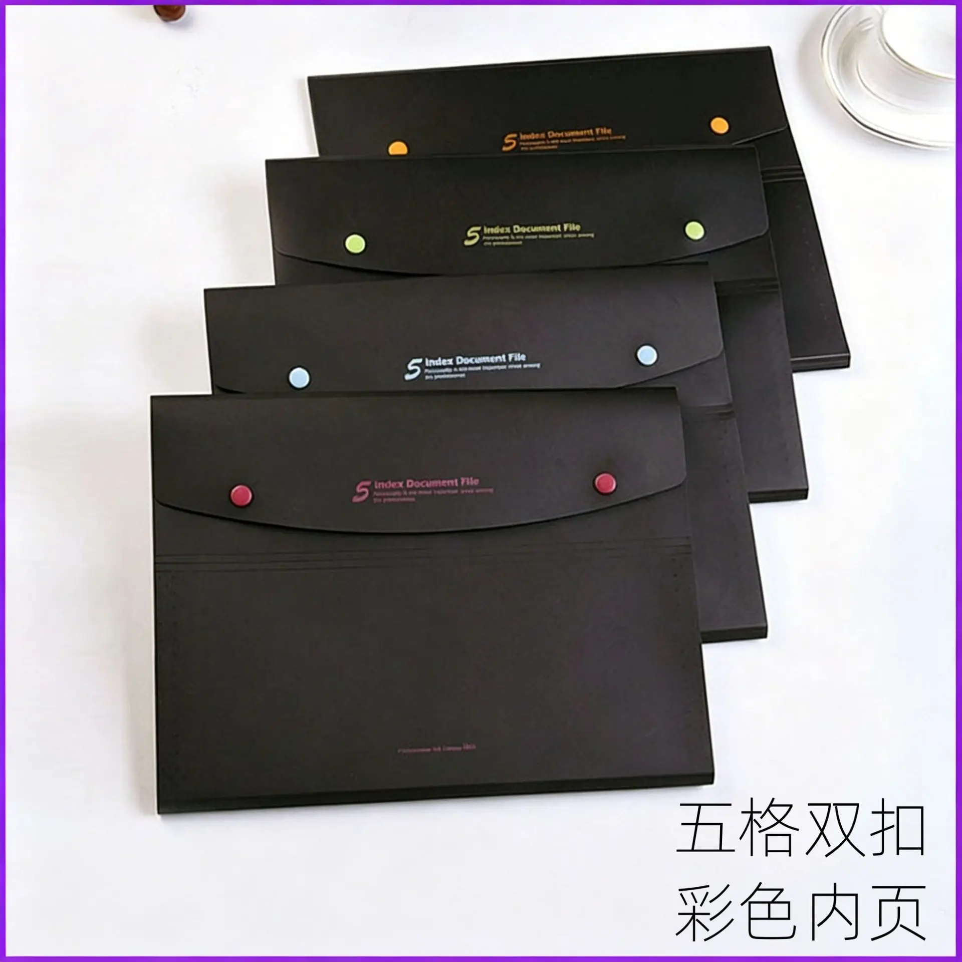 Multilayer A4 Expanding File Folder Snap Button 5 Section Document Pouch Paper Storage Organizer