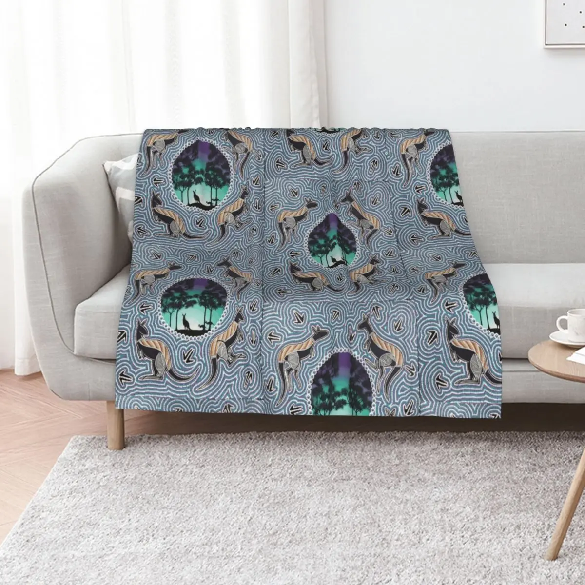 

Kangaroo dreaming Dawn hunting Throw Blanket Summer Multi-Purpose Quilt Soft Beds Blankets