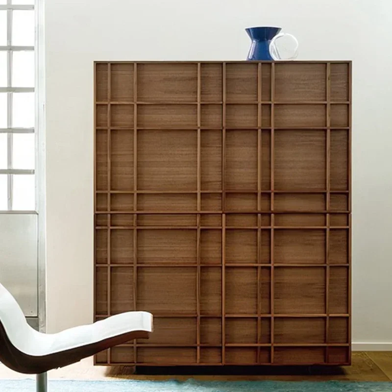 

Буфет, высокий винный шкаф для гостиной, Черный грецкий орех, Деревянный шкафчик для хранения, итальянский буфет