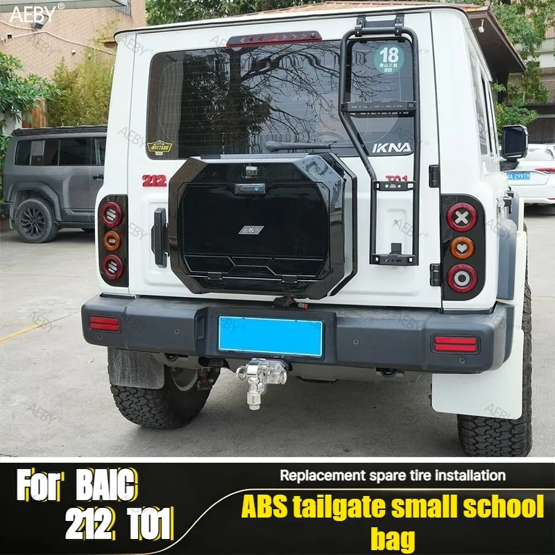 AEBY For BAIC 212 T01 Trunk Tailgate Storage Box Spare Tire Carrier Organizer No-Drill Rear Cargo Accessories Durable Off-Road