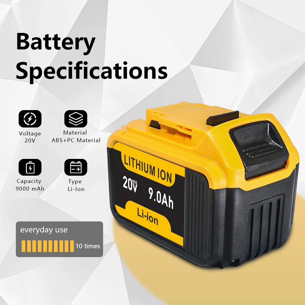 

For Dewalt 20V High power Tools 6Ah 9Ah 20V Lithium-Ion Battery For Dewalt 20V DCB206 DCB200 DCB205 DCF845 DCF850 DCF892 DCF911