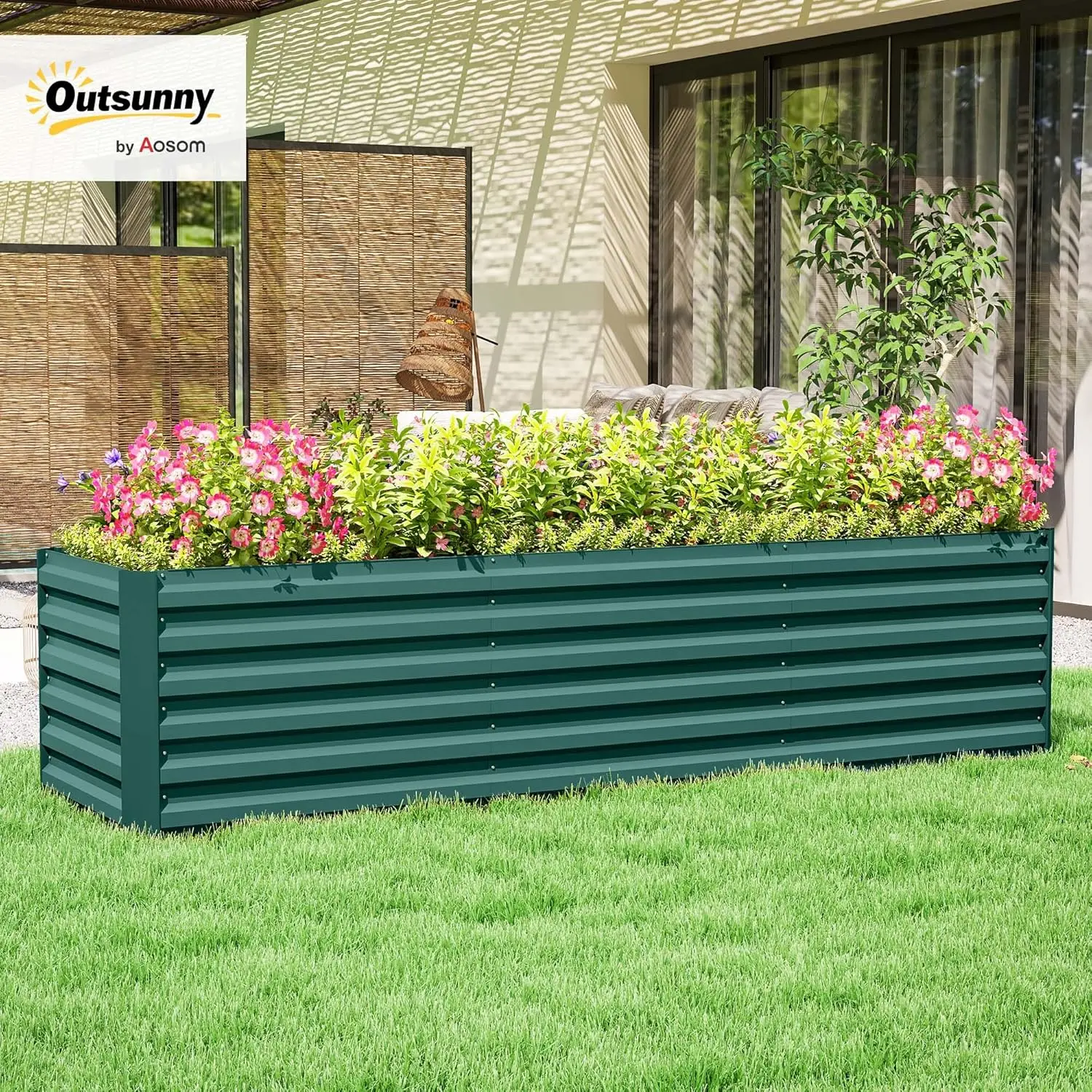 2 Pcs 2x2X1 FT Round Galvanized Raised Garden Bed Kit, Gray Outdoor Planter Garden Bed, Metal Raised Box for Vegetables, Fruits,