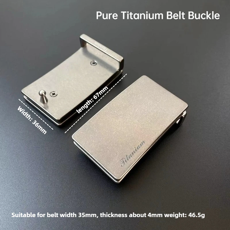 

Pure Titanium 3.5cm Wide Rustproof Double-Layer Plate Buckle Smooth Clasp Head Men Casual Pants Top-Grain Cowhide Belt Buckle