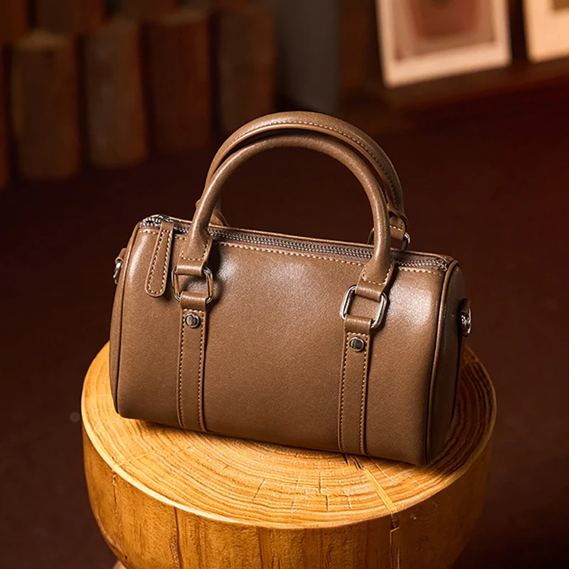 حقيبة بوسطن النسائية 2025 حقيبة يد جديدة من الجلد المحبب بسحاب كتف محمولة للتنقل حزمة صغيرة أنيقة مميزة #3