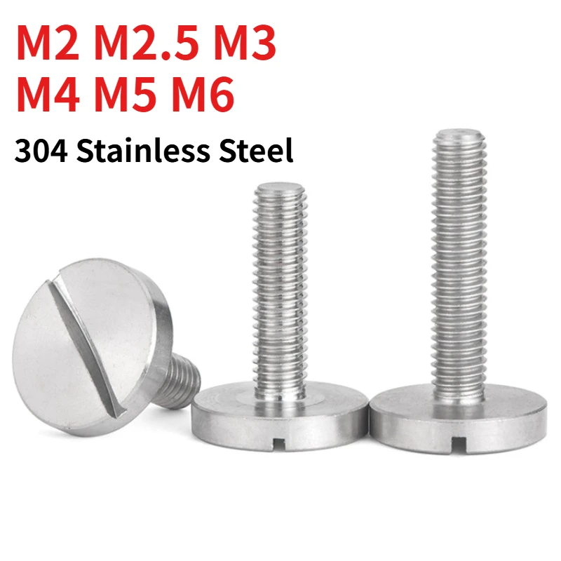 M2 M2.5 M3 M4 M5 M6 304 Edelstahl Schraube mit Schlitz und großem Rundkopf, große Flachkopf-Maschinenschraube, Befestigungsmaterial