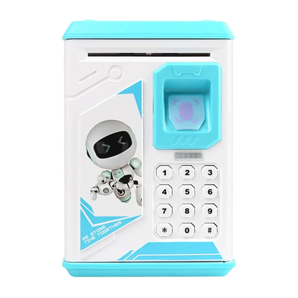 Fingerprint and Password Protection ATM Box infantil, caixa de dinheiro personalizada, perfeitamente projetada para um presente de aniversário exclusivo