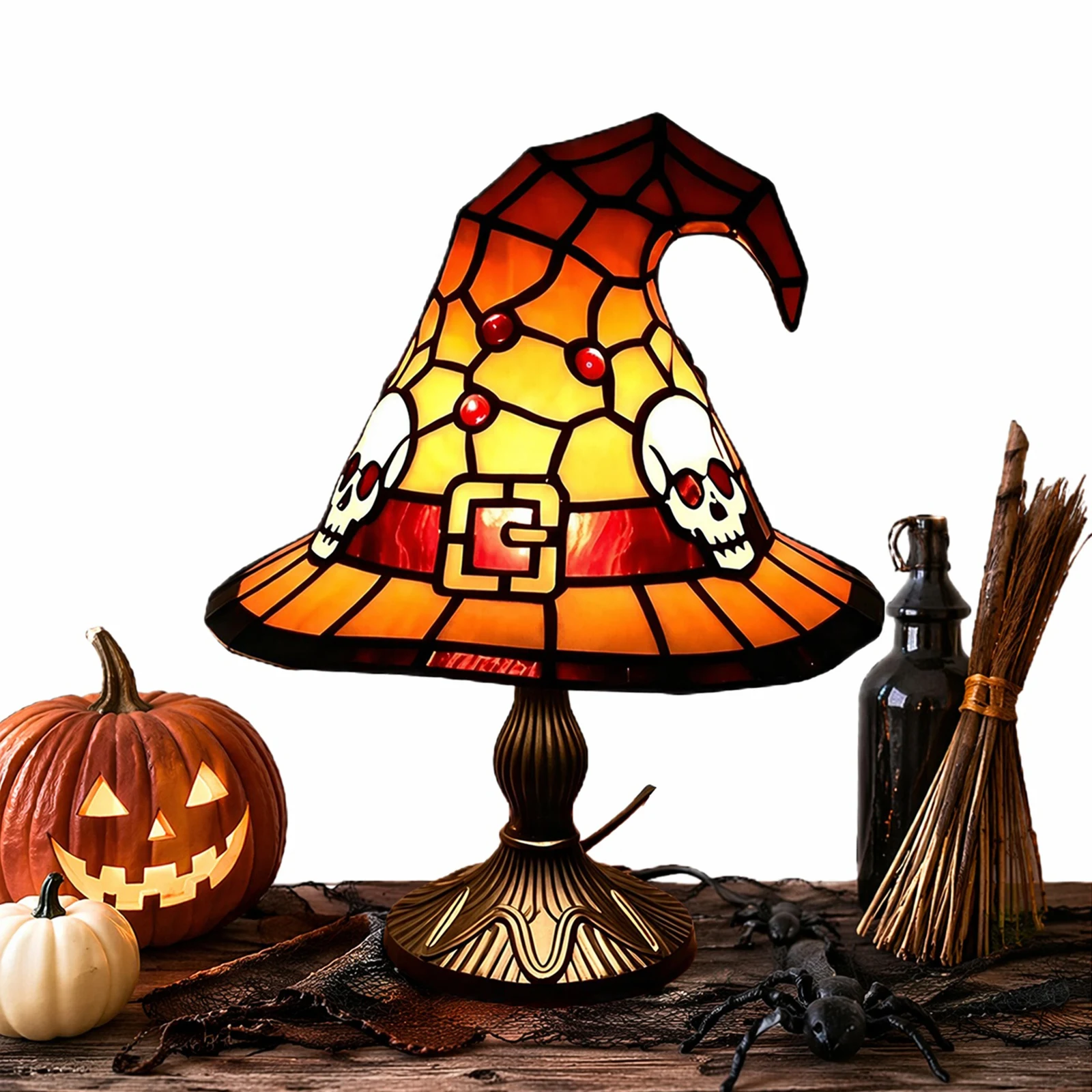 Witch Hat Light Ornament Halloween Gothic Wizard Hat Table Lamp Witch Hat Table Lamp for Living Room Home Bedroom Decoration