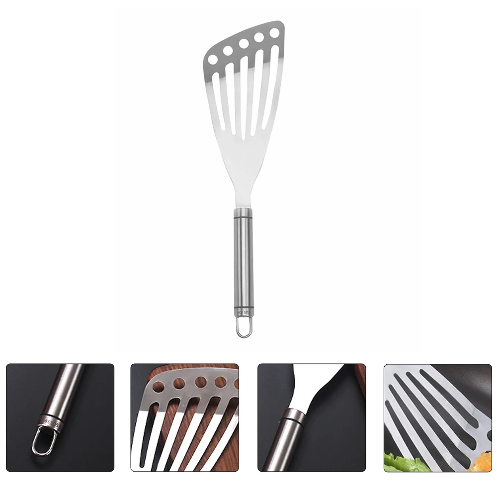 

1pc Stainless Steel Fish Shovel Leak-Proof Cooking Spatula Oil Draining Kitchen Tool For Frying Eggs Use