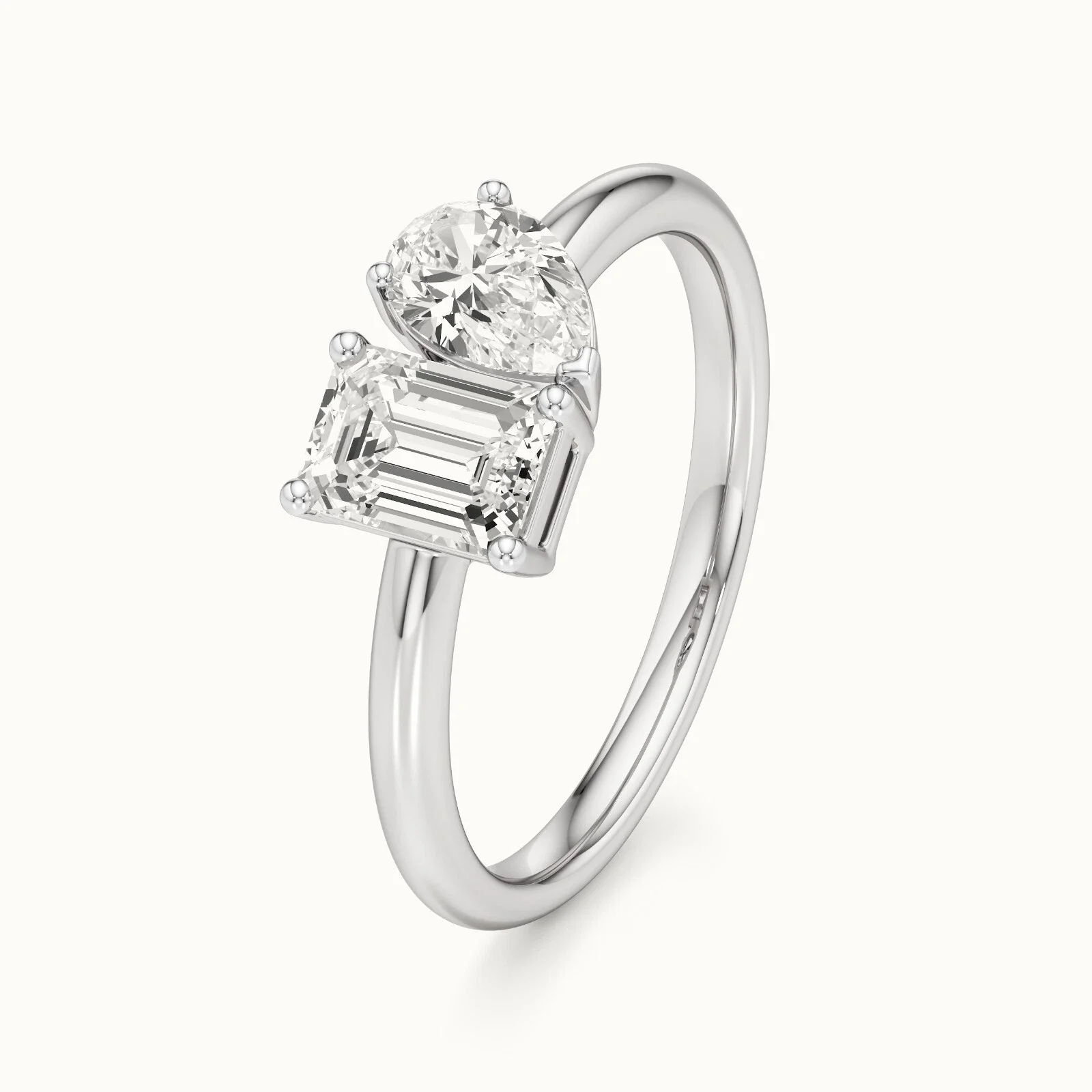 Luxury IGI Certified 1.50CT Each Emerald & Pear Cut CVD Lab Grown Diamond Platinum 950 Engagement Ring EF VS‑VVS Fine Jewelry