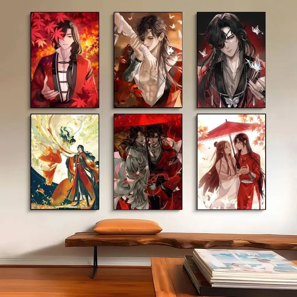 San Lang Heaven Official's Blessing Anime Poster Self-adhesive Art Waterproof Paper Sticker Coffee House Bar Room Wall Decor